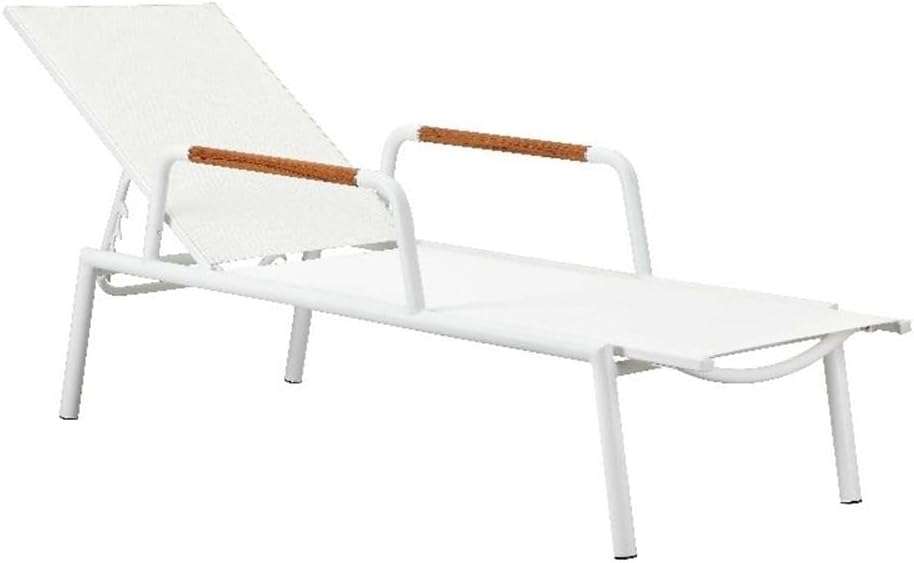 Pemberly Row Modern Aluminum Arm Loungers, 79" Wide, White Finish, Set of 2, Fade-Resistant Outdoor Patio Chairs, Lightweight Durable Construction, Contemporary Style for Patio or Poolside