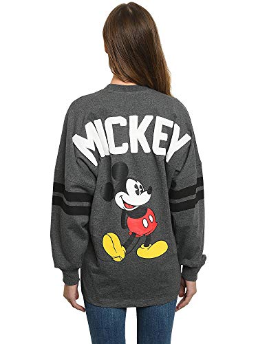 Disney Jersey Womens Mickey Minnie Mouse Long Sleeve (Charcoal, X-Large) #TOP1