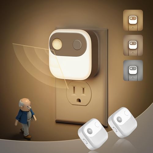 Image of JandCase Motion Sensor Night Light, Night Lights Plug into Wall 2 Pack, 3000K /4000K /5000K Motion Activated Night Light, Light Sensor & Motion Sensor Nightlight for Bedroom, Stairs, Hallway