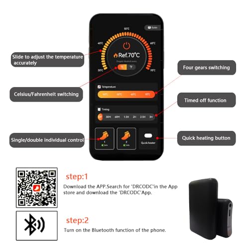 Heated Socks- APP Control Temperature - Long-Lasting Warmth Up to 11 Hours -Heated Socks for Men & Women -Ideal for Camping, Fishing, Biking, Skiing, Skating, Hunting & Hiking (6-10)3