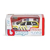 Bburago Street Fire Norwegian Police Car, Die-Cast Metal, White and Yellow, 1:43 Scale, Emergency Vehicle Model - Image 2