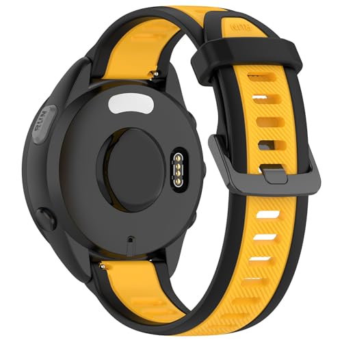 Silikon Armband f&uuml;r Garmin Forerunner 165/Forerunner 165 Music, 20mm Wasserdichte Weiche Ersatzriemen, Weiches Silikon Ersatzarmband Uhrenarmband Sportarmband f&uuml;r Damen Herren, Gelb