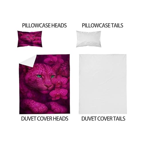 Housse de couette léopard 135x200 microfiltre lit single avec taie