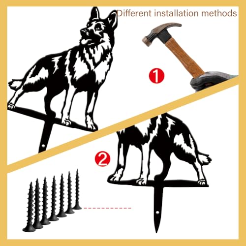 SUPERDANT Metall Hund Gartendekoration Hirte Draußen Schwarze Gartenstecker Außendekoration Tiere Gartenstecker Metall Gartendeko Dekorative Garten Metal Yard Art Für Rasen Terrasse Geschenk Gärtner