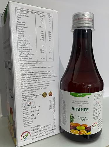 Image of Syrup | Sugar Free Multivitamin Syrup with Lycopene, Antioxidants, Vitamins & Minerals | Boosts Energy & Immunity | Daily Health Tonic for Adults & children's, 200 ml
