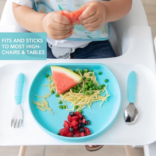 image for Bumkins Toddler and Baby Suction Plate, Silicone Grip Plate for Babies