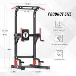 SogesPower Power Tower, Adjustable Height Pull Up Bar Station, Multi-Function Workout Equipment Dip Station Fitness Strength Training Dip Stands for Home Gym