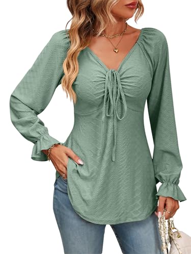 Atxnn Damen Blusen V Ausschnitt Oberteile mit...