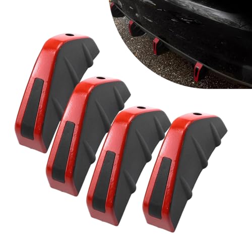 Titgoes 4 PCS Car Lower Bumper Lip Diffuser, PP Carbon Fiber Style Splitter Protector, Anti-scratch Waterproof Fin Hardware Kit, Universal for Most Cars, SUVs Trucks (Red)