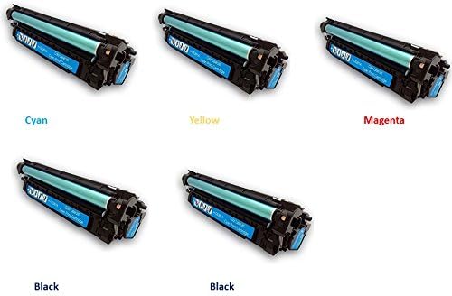 Black Hawk Toner 5 Pack HP CE250X, CE251A, CE252A, CE253A (HP 504A) BCYM LJ for HP Printer CP3525 CM3530, 2 Black, 1 Cyan, 1 Yellow, 1 Magenta