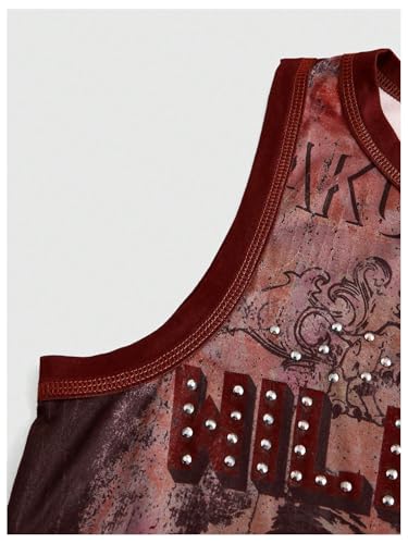 SOLY HUX Women's Y2k Letter Figure Print Crew Neck Tank Top Sleeveless Punk Vest Tops4