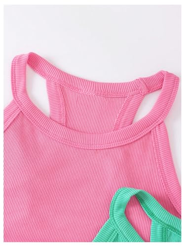 Milumia Girl's 3 Pack Tank Tops Crew Neck Racer Back Sleeveless Cropped Top4