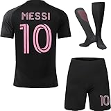 Miami #10 Édition 25/26 Edition Maillot Extérieur Football pour Enfants Shorts, Chaussettes, Tailles Jeune, Coffret Cadeau (Noir, 20)