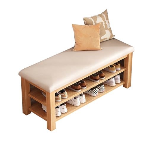 Banc à chaussures entrée 2 niveaux, petit meuble rangement d'angle compact et étagère de chambre - 2
