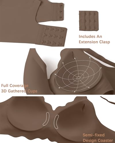 Image of Seamless Jelly Bras for Women No Underwire Push Up Bra Full Coverage V-Neck Wirefree Bralettes Soft T-Shirt Bra