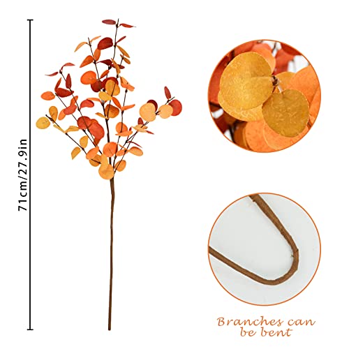 Agusbagli 6 Pcs Artificial Eucalyptus Leaves 28'' Tall Fall Flowers Leaf Greenery Stems Autumn Decorations For Home Wedding Centerpieces Thanksgiving Floral Arrangements #TOP5