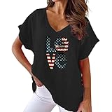 Camiseta estampada, holgada, informal, de manga corta, cuello redondo, para mujer, suéter de manga tres cuartos, Negro , L