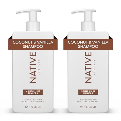 Native Coconut & Vanilla Moisturizing Shampoo Contains Naturally Derived Ingredients - All Hair Types Color & Treated Fine to Dry Damaged Sulphate Free Silicone Free Dye Free (2 Pack 487ml each)