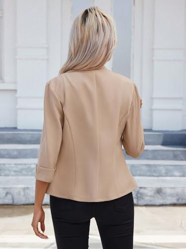 SweatyRocks Women's 3/4 Sleeve Mock Neck Blazer Button Front Business Jackets for Work2