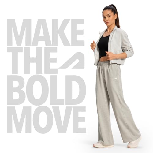 Image of Boldfit Wide Leg Track Pants for Woman, Cotton Blend High Waist Sweatpants with Adjustable Drawstring, Breathable Relaxed Fit Lounge Pants with Side Pockets for Yoga, Gym, Travel & Casual Wear
