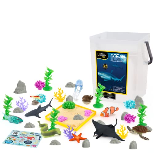 Just Play National Geographic Kids Tub Of Realistic Sea Animal Toy Figures For Kids, Qr Code To Shark, Turtle, Jellyfish Facts, Recycled Material Packaging, Storage Container, Amazon Exclusive #TOP7