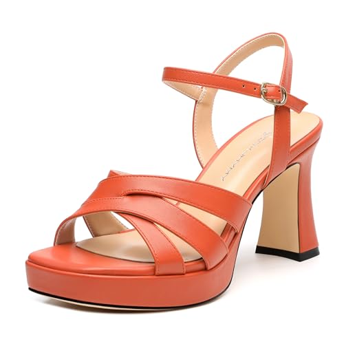 Image of Women Square Toe Platform Block Heel Sandals 3.3'' | Elegant Comfort Formal Dress Footwear, Stylish Ladies Sandals For Daily Office Wedding Evening Party Formal Occasions