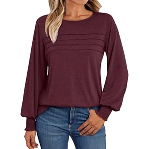 AUTOMET Long Sleeve Shirts for Women Fall Fashion Clothes 2024 Dressy Casual Blouses Pleated Tunic Tops Trendy Outfits