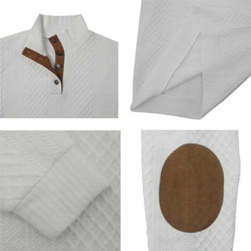 Dudlle Men's Outdoor Casual Stand Cashmere Button Long Sleeve Sweater4