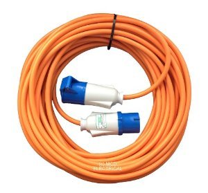 10 metre Orange Caravan Hook Up/Extension Cable with 16 Amp Plug & Socket - Professionally assembled by MCD Electrical