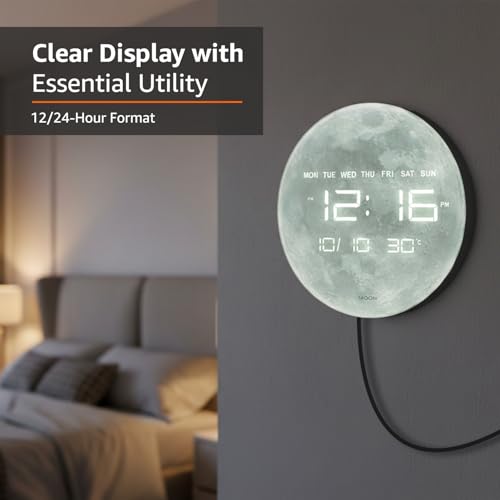 Image of Amazon Basics LED Digital Wall Clock with Auto Brightness, HIPS, USB Powered, 12 /24 Hour Format, Modern Square Display for Bedroom or Living Room (Size: 32 x 32 x 3.2 cm)