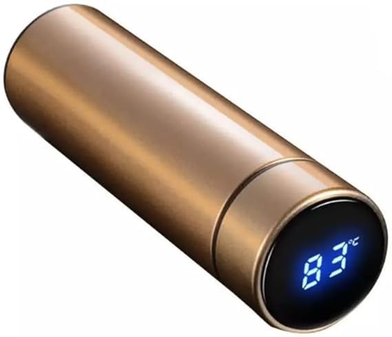 Image of Smart Temperature Water Bottle 500ml | LED Display Touch Lid | Vacuum Insulated Stainless Steel Flask | Keeps Drinks Hot & Cold | Travel, Gym, Office Use (Yellow)