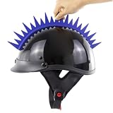 Motorradhelm Kamm Dekor Blau Kunststoff Saugnapf Selbstgemacht
