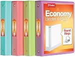 Cardinal 3 Ring Binders, Binders for School and Office, Durable 1.5 Inch, Round Rings, Holds 350 Sheets, ClearVue Presentation View, Non-Stick, Assorted Tropical Colors, 4 Pack (79558)