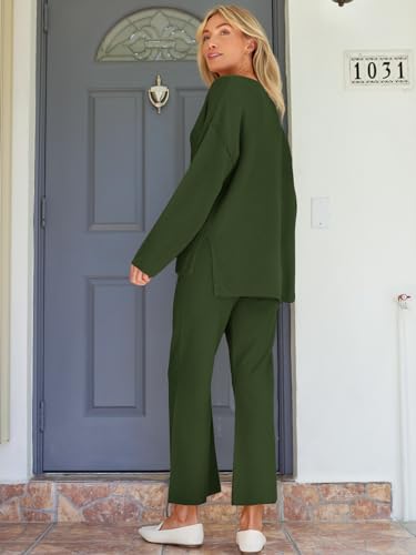 Image of LILLUSORY Women's 2 Piece Lounge Sets Oversized Slouchy Matching Cozy Knit Sets