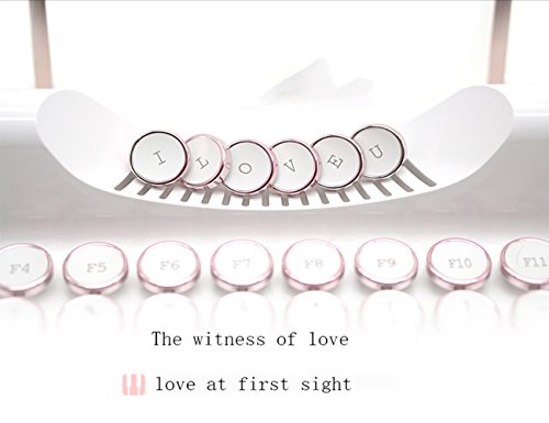 Zyqm Retro Typewriter Mechanical Wireless &Wired Keyboard With Tablet Stand, Bluetooth Connection, Artistic Dot Keys (White) #TOP4