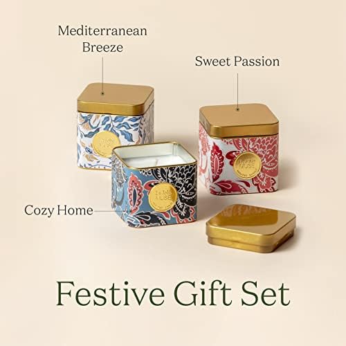 La Jolíe Muse Scented Candle Gift Sets for Women-3 Pack - Jasmine Rose Lemon, Birthday Gifts for Mum, Aromatherapy Candles Holiday Tins (110g x 3)