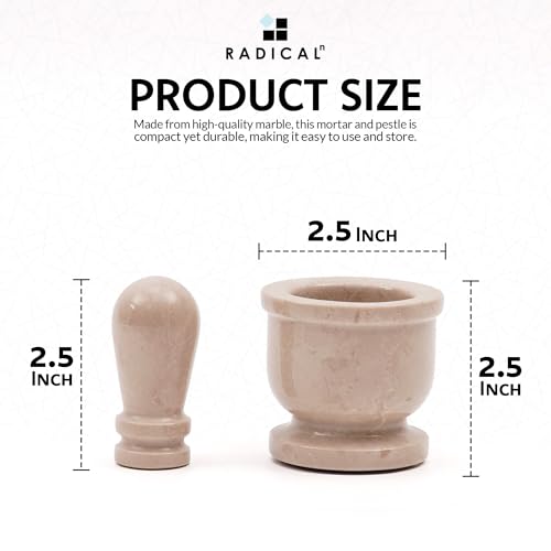 Radicaln Marmormörser- und Stößelset, Verona, 6,3 cm, handgefertigt, Gewürzmühle für die Küche, Kräutermühle, Schale und Knoblauchpresse – Ansicht 7
