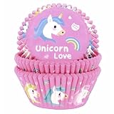 House of Marie Unicorn Pattern Paper Muffin Cases Cupcake Cases Pack of 50