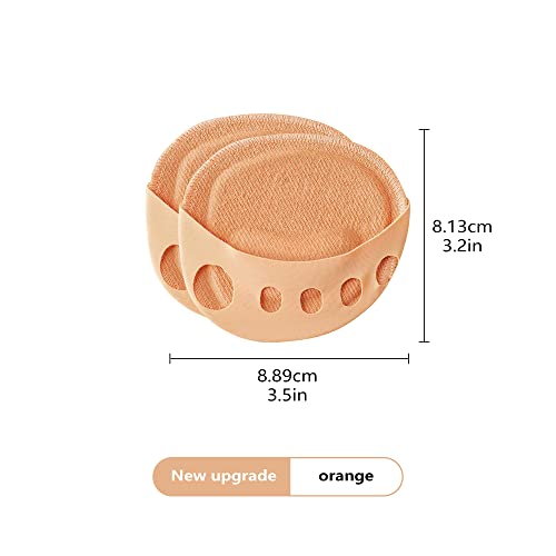 Image of Ball of Foot Cushions Pad,4 Pairs Honeycomb Fabric Forefoot Pads for Metatarsal,No Show Women's Half Socks Pads Invisible Toe Topper Liner Socks Sponge Cushion (Black /Orange /Beige /Gray)