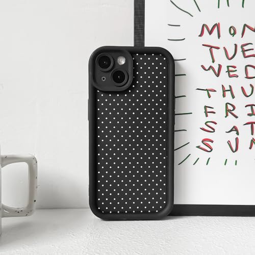 NITITOP Compatible with iPhone 15 Case Vintage Cute Little Polka Dots Pattern for Women Men Girls Boys Full Camera Lens Slim Shockproof Protective Phone Cover - Black by NITITOP - Used condition - Image 2