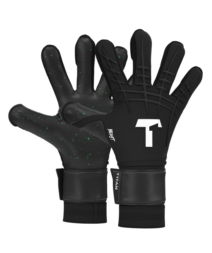 T1TAN Goalkeeper Gloves with Finger Protection, Football Gloves Men & Women and 4 mm Professional Grip - Various Sizes and Colours