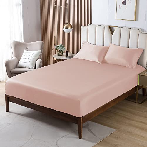 Hengwei King Size Sheet Set, 4Pc Dobby Stripe Sheet Set, 16”Deep Pocket Sheets, 100% Microfiber Sheet Set, Soft Cooling Breathable Bed Sheet For Summer (King,Clear Pink) #TOP6