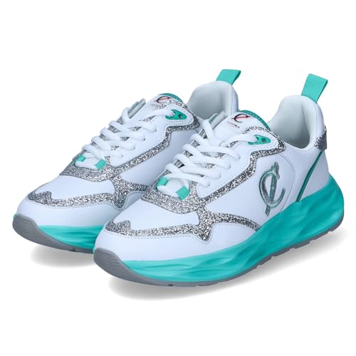 Baskets cuir paillettes CAFèNOIR sneakers tendance femme semelle colorée basse