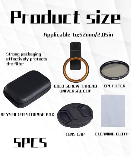 Image of 5Pcs Nd Filter for Mobile, Cpl Filter for Mobile, Anamorphic Lens for Mobile, Clip-On Phone Lens Multi-Coated Adjustable Neutral Density Filter Compatible