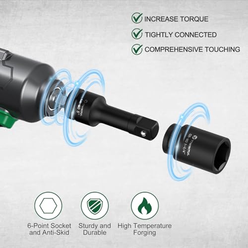 Image of 3 /4 inch Drive Deep Impact Socket Set, 23 Pcs SAE Sizes 3 /4 inch to 2 inch | 24T Ratchet Wrench, 18 inch Sliding T-Bar & Extension Bars, CR-MO Steel, Heavy Duty Impact Socket for Truck & Equipment Repair