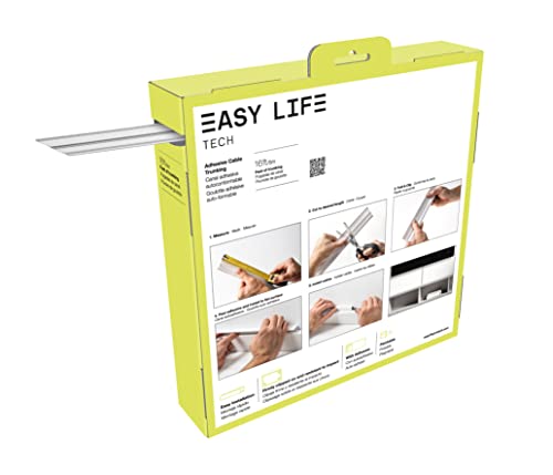 Cable Trunking Raceway 192" Self-Adhesive Paintable Cord Management, Cord Cover In A Roll Includes Junction Pieces And Easy To Store, 5/8" X 1.25" X 192" By Easylife Tech #TOP2