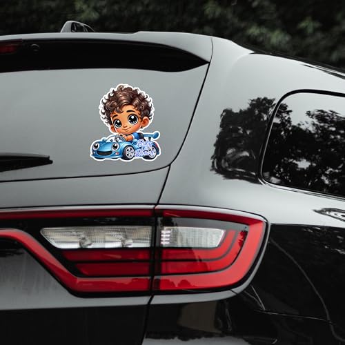 Image of Baby On Board Sticker - 7 inchx7 inch Cute Sports Car Design | Child Safety - Cute Durable, Non-Magnetic, Strong Adhesive | Fun Cartoon Warning for Vehicle Protection (Blue Sports Car)