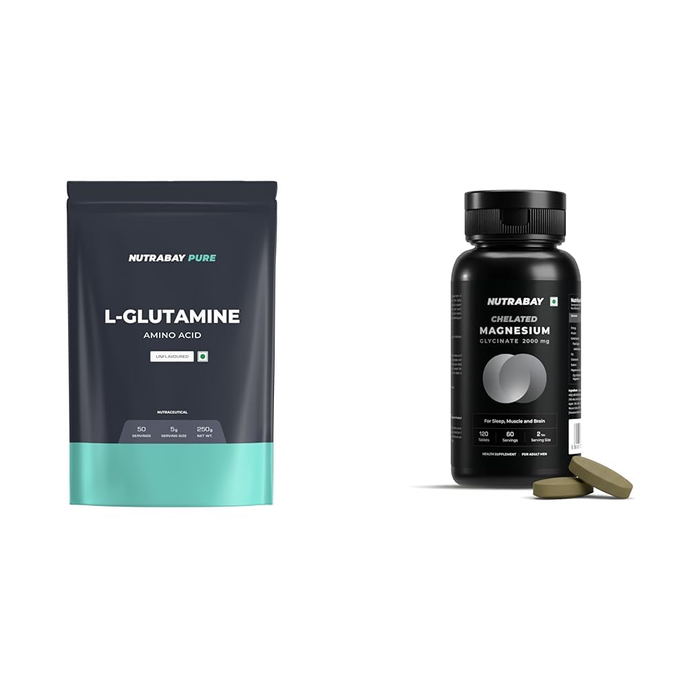 Nutrabay Pure L-Glutamine Powder 5000mg, Amino Acid - Post Workout Supplement for Muscle & Immunit | NUTRABAY Magnesium Glycinate 2000mg Per Serving | High Absorbing Chelated Form For Deep Sleep, Mus-image-28