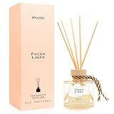 BEHAZEER Linen Reed Diffuser, 6.77OZ/200ML Large Capacity Natural Non-Toxic Oil, Long-Lasting Fragrance Reed Diffusers Set for Home and Bathroom, Aroma with 5 Reed Diffuser Sticks