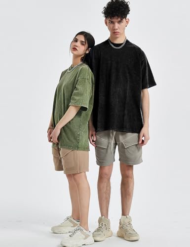 Yimoon 3 Pack Oversized Tshirts for Women Washed Vintage Baggy Boyfriend Tee Short Sleeve Unisex Cotton Tops(Blackgreyarmy-XL)3